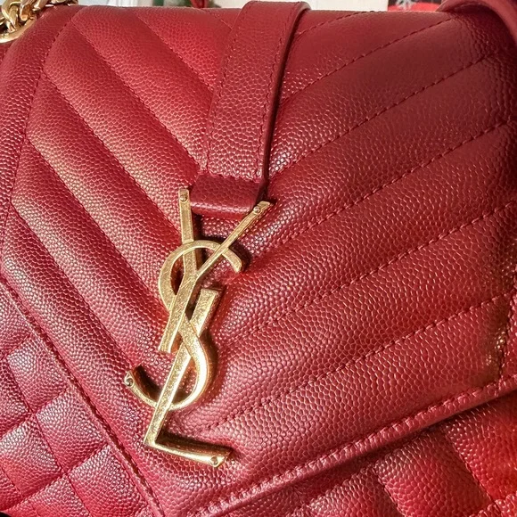 Yves Saint Laurent Envelope Scarlet Quilted Shoulder Bag Gold Chain YSL - Picture 2 of 16